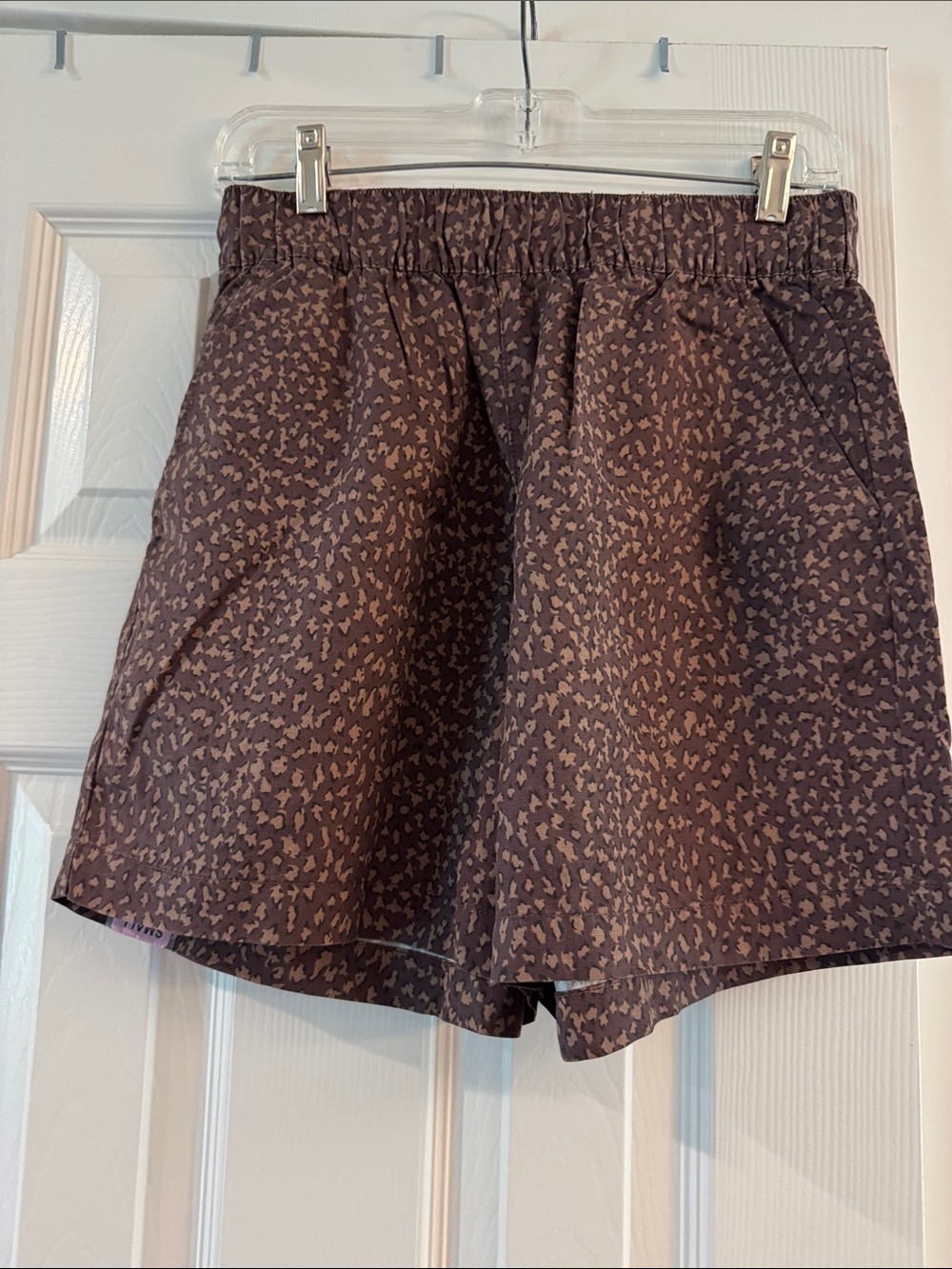 High-Waist Brown Printed Pull-On Women's Shorts